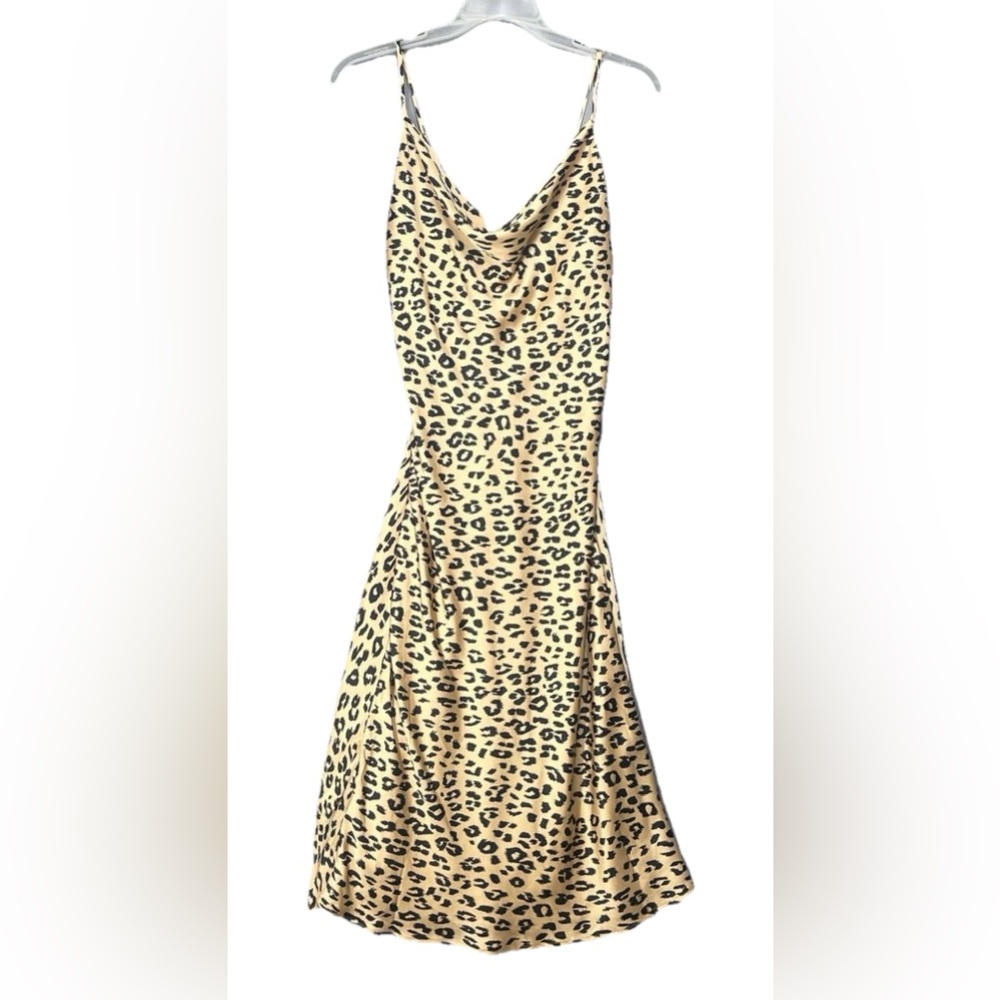 Bardot Leopard Print Cowl Neck Spaghetti Strap Slip Dress Sz 6 Mob Wife Y2K 90s
